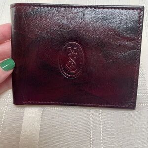 Yves Saint Laurent Burgundy Leather Wallet